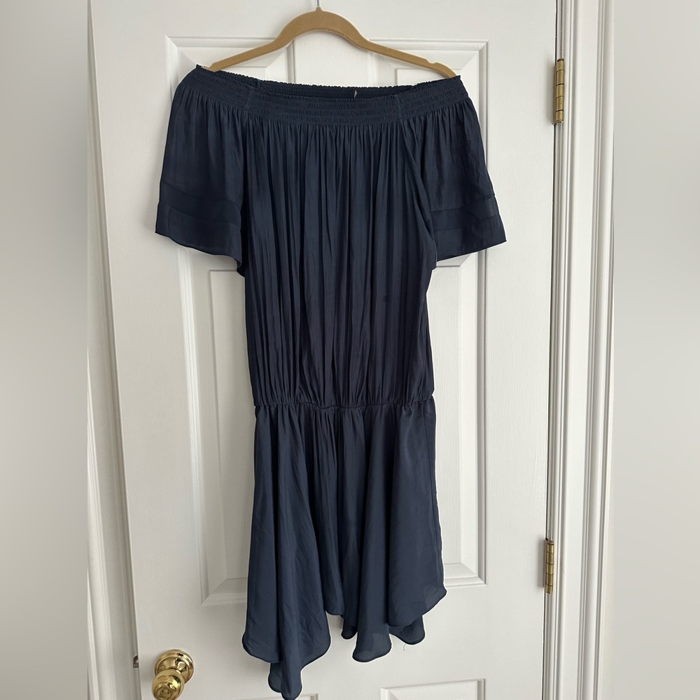 Ramy Brook Off the Shoulder Navy Mini Dress - Medium